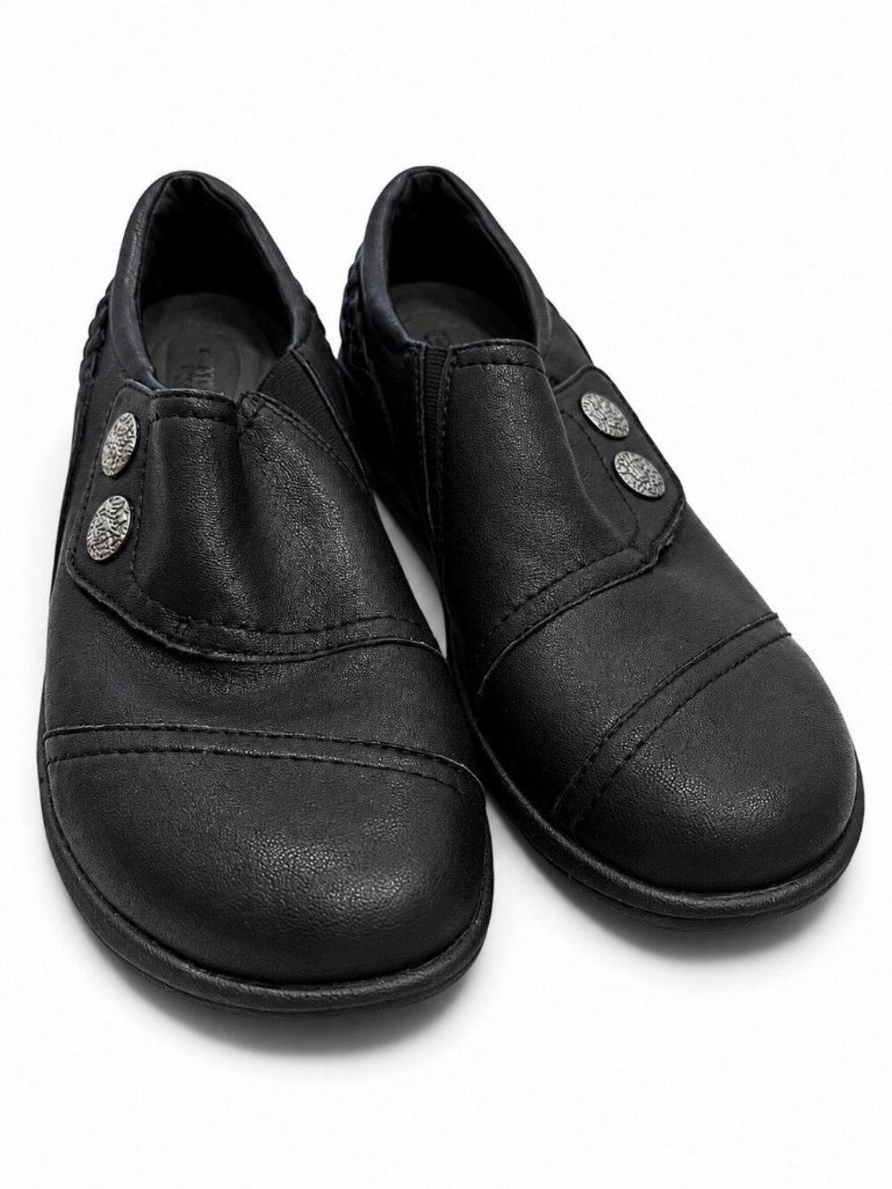 Women’s Aetrex Loafer 8.5 Black Karina Monk Strap Round Toe Slip On Leather